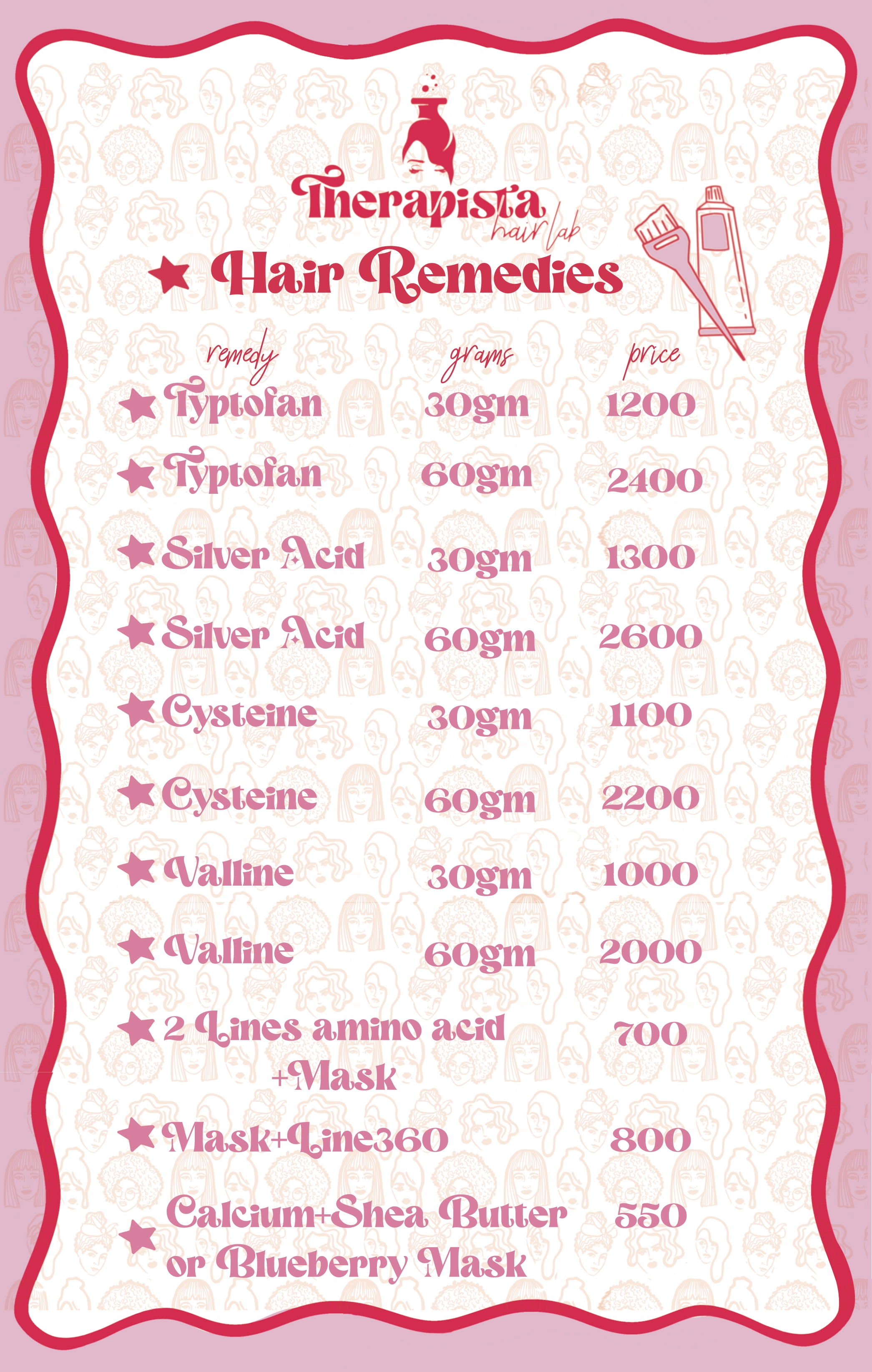 Therapista Price List